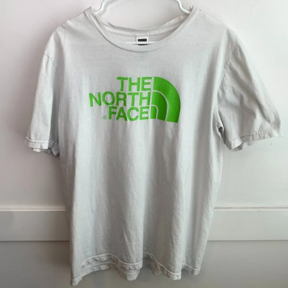 The North Face Green Logo White Short Sleeve Shirt